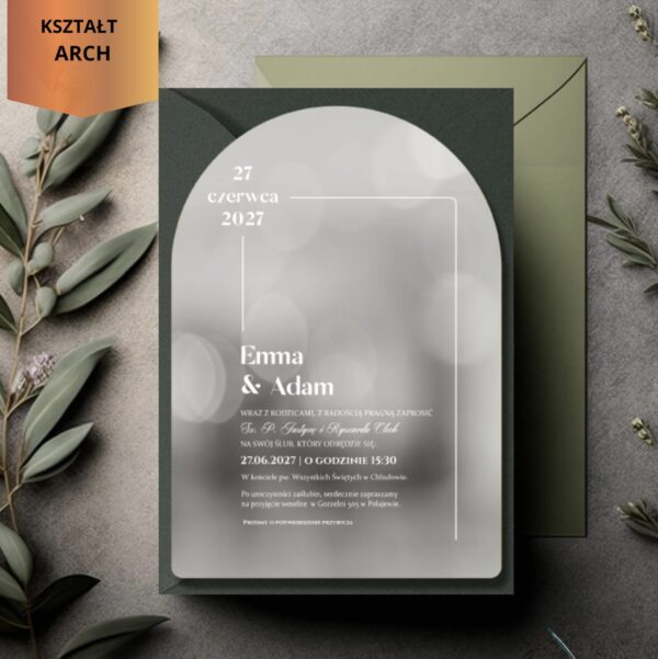 Srebrne Lustrzane Zaproszenie Ślubne Emma - obrazek 6
