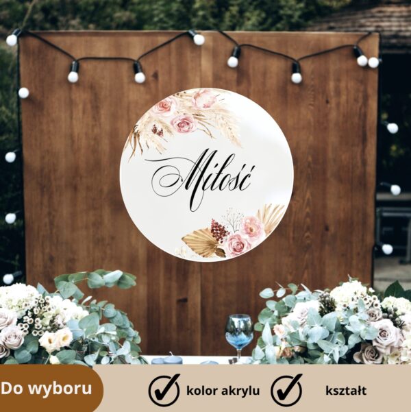 Dekoracja na ściankę Pary Młodej Akrylowy Szyld Autumn Pink