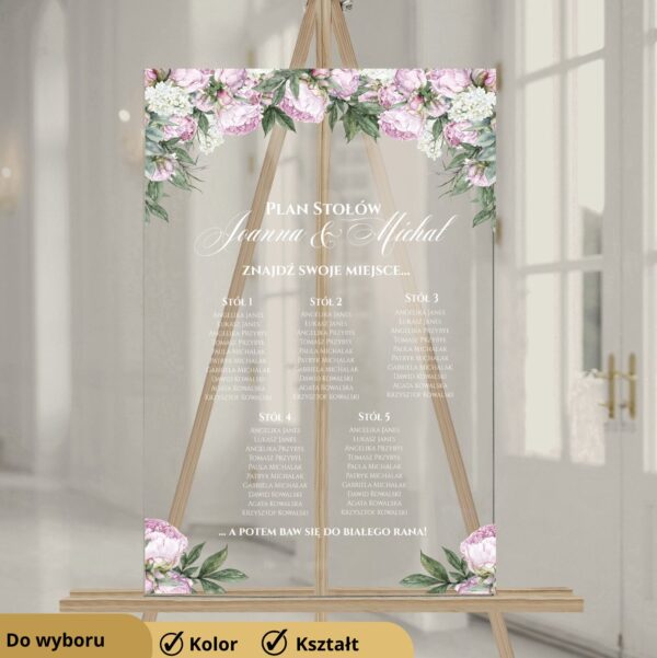 Plan Stołów na ślub Pink Peony