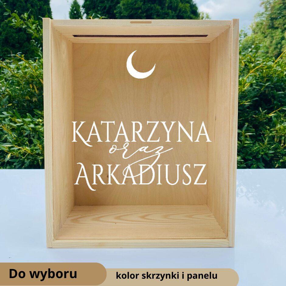 Skrzynka na koperty z akrylowym panelem Księżyc Minimalistyczny